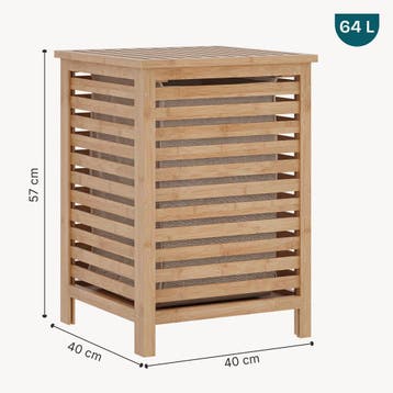 Wasmand Jystiand bamboe met waszak 57x40x40 cm naturel 64 L, Huis en Inrichting, Verzenden, Nieuw