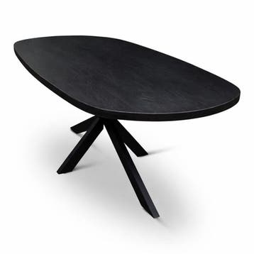 Eettafel Deens Ovaal Björn 210x100cm Mango Zwart, Ophalen of Verzenden, Nieuw