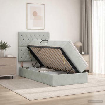 vidaXL Opslag bed met matras met opslag Lichtgrijs 90 x 200, Verzenden, Nieuw, Stof