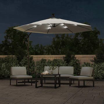 vidaXL Zweefparasol met LED-verlichting en metalen paal 300, Verzenden, Nieuw, 2 tot 3 meter, Zweefparasol