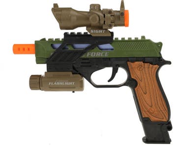 Alfafox Pistool Militair met Licht en Geluid en Zaklamp, Ophalen of Verzenden, Zo goed als nieuw
