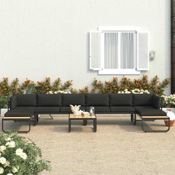 vidaXL 5-delige Tuinhoekbankenset met kussens aluminium en, Tuin en Terras, Verzenden, Nieuw, Overige materialen
