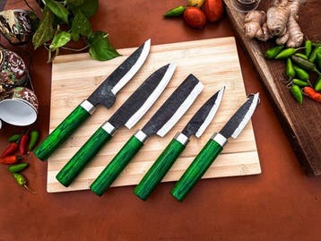 Keukenmes - Kitchen knife set - 725 - Staal, Hout,