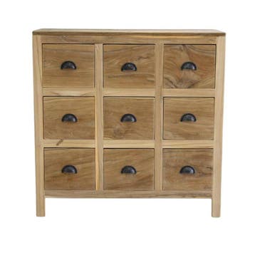 Klein dressoir teakhout negen ladenDressoirs, Huis en Inrichting, Kasten | Dressoirs, Ophalen of Verzenden, Nieuw