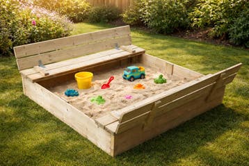 Zandbak met bankdeksel Sandy Sandbox 120x120cm, Ophalen of Verzenden, Nieuw