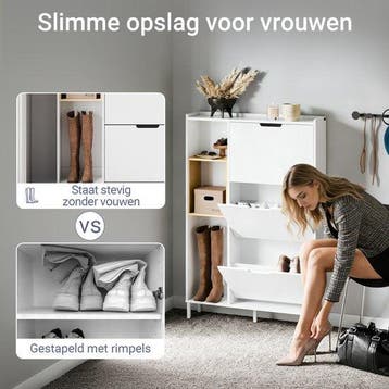 2dekans | SoBuy FSR209-WN Schoenenkast, wit, -, Ophalen of Verzenden, Zo goed als nieuw
