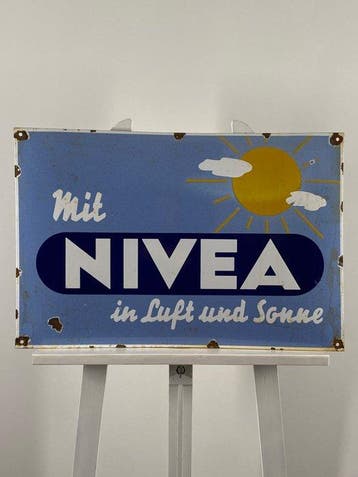 Nivea - Emaille bord - 60x40cm - Gemaakt van dikke