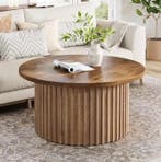 Ronde salontafel 80 cm – houtlook blad en stalen frame, Huis en Inrichting, Tafels | Salontafels, Verzenden, Nieuw