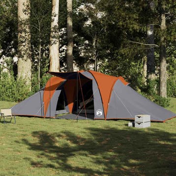vidaXL Koepeltent 6-persoons waterdicht grijs en oranje, Verzenden, Nieuw, Tot en met 2