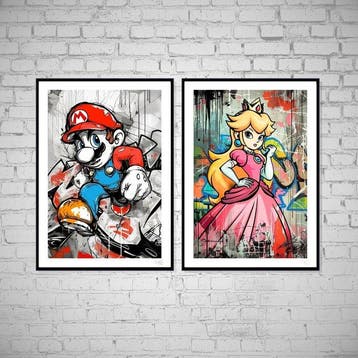 SKE - SET OF 2 - Mario & Peach STREET, Antiek en Kunst, Kunst | Designobjecten