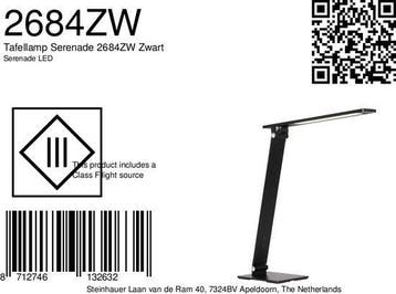 2dekans | Tafellamp Steinhauer Serenade LED - Zwart, Huis en Inrichting, Lampen | Tafellampen, Ophalen of Verzenden, Zo goed als nieuw