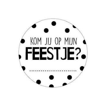 10 x Sticker rond 40mm - Kom jij op mijn feestje?, Ophalen of Verzenden, Nieuw