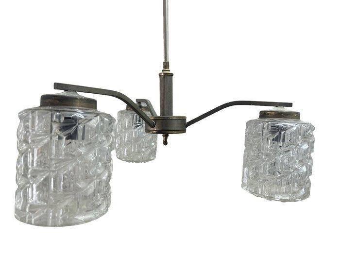 Plafondlamp - Messing - Vintage hanglamp met drie armen en, Antiek en Kunst, Kunst | Designobjecten