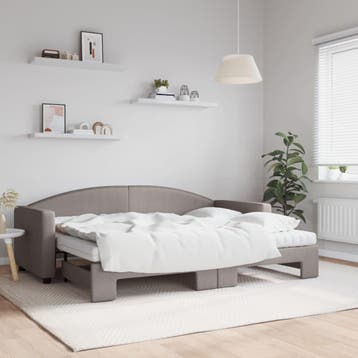 vidaXL Slaapbank met onderschuifbed en matrassen 80x200 cm, Eenpersoons, Verzenden, Nieuw, 80 cm