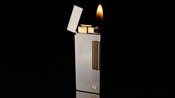 Dunill - Two-Tone Hairline Finish Pattern Rollagas Lighter -, Nieuw
