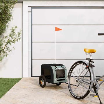 vidaXL Hondenfietstrailer oxford stof en ijzer grijs en, Dieren en Toebehoren, Verzenden, Nieuw