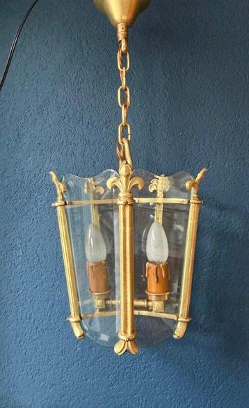 Lamp - Brons, Facet geslepen glas - Hallantaarn