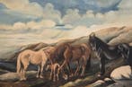 Johannes Müller (1868-1951) - Horses in Høvringen in Norway