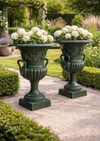 XL Set - Lion Heads - Iron - Vaas (2) - Gietijzer, Antiek en Kunst, Curiosa en Brocante