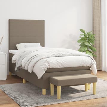 vidaXL Boxspring met matras stof taupe 90x200 cm, 90 cm, Eenpersoons, Verzenden, Nieuw