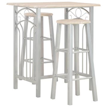 vidaXL 3-delige Barset hout en staal, Verzenden, Nieuw