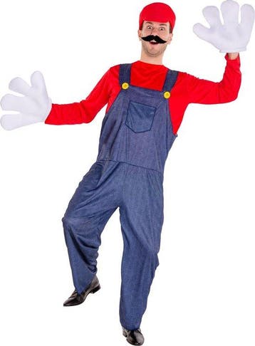 2dekans | dressforfun - Herenkostuum super loodgieter Mario, Ophalen of Verzenden, Zo goed als nieuw