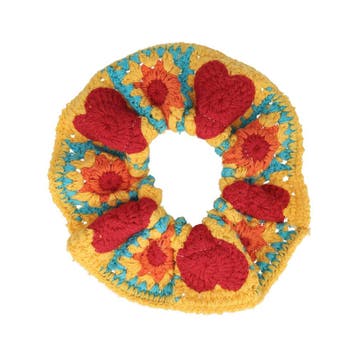 Haarelastiek Scrunchie – Gehaakte Stof – Hart Zon Motief –, Nieuw