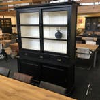 Vitrinekast 170 cm Landelijk  schuifdeur  hout glas voorraad, 150 tot 200 cm, Nieuw, Met lade(s), Verzenden