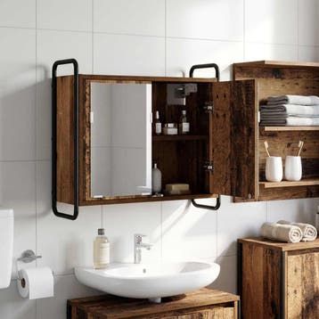 vidaXL Hangend Badkamerkast Oud hout 64 x 20 x 56,5 cm, Verzenden, Nieuw