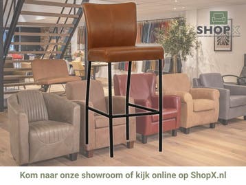 Leren barkruk Revolt hoog - Granada Savannah (cognac) -, Nieuw, Leer, Ophalen of Verzenden, 90 cm of meer