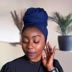 Marineblauw hoofddoek - Headwrap van stretchy Jersey stof, Ophalen of Verzenden, Nieuw