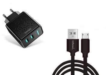 DrPhone Kevlar Pro 3m TPE Micro-USB Kabel + 2 Poorten Thuisl, Verzenden, Nieuw