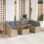 vidaXL Tuin Sofa Set met kussen 10 pcs beige en lichtgrijs, Tuin en Terras, Verzenden, Nieuw, Rotan, Meer dan 8 zitplaatsen
