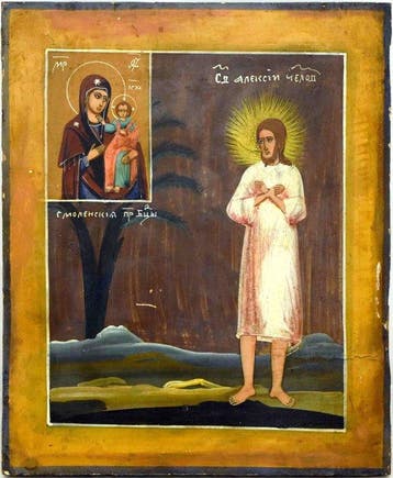 Icoon - Sint Alexij, Mens van God - Hout, Antiek en Kunst