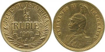Duitsland 1/4 Rupie Deutsch Ostafrika 1907 J Jn720 vz / s..., Postzegels en Munten, Verzenden