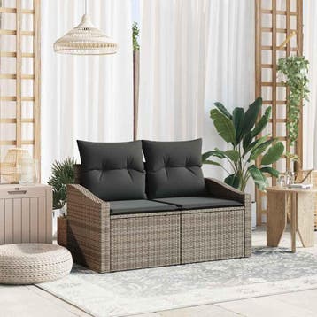 vidaXL Tuinbank met kussen 123 x 62 x 69 cm poly rattan, Verzenden, Nieuw, Rotan