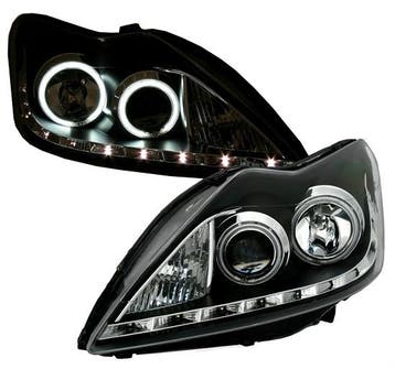 Koplampen Ford Focus 08-11 CCFL Devil/Angel Eyes zwart, Auto-onderdelen, Ophalen of Verzenden, Nieuw