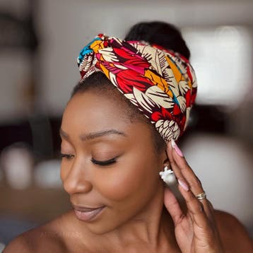 Afrikaanse Rood & Blauw Flowers hoofddoek - headwrap, Ophalen of Verzenden, Nieuw