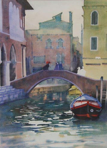 Alain Azemar (1953-1998) - Canal à Venise pendant le