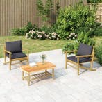 vidaXL Tuinstoelen 2 st met donkergrijze kussens bamboe, Verzenden, Nieuw, Hout, Tuinset