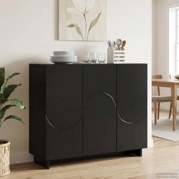vidaXL Dressoir Zwart 85,5 x 31 x 75 cm Bewerkt hout, Huis en Inrichting, Kasten | Dressoirs, Verzenden, Nieuw, 50 tot 100 cm