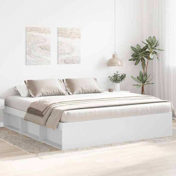 vidaXL Bedframe wit 180x200 cm Super King Size, Huis en Inrichting, Slaapkamer | Bedden, 80 cm, 200 cm, Wit, Eenpersoons, Nieuw