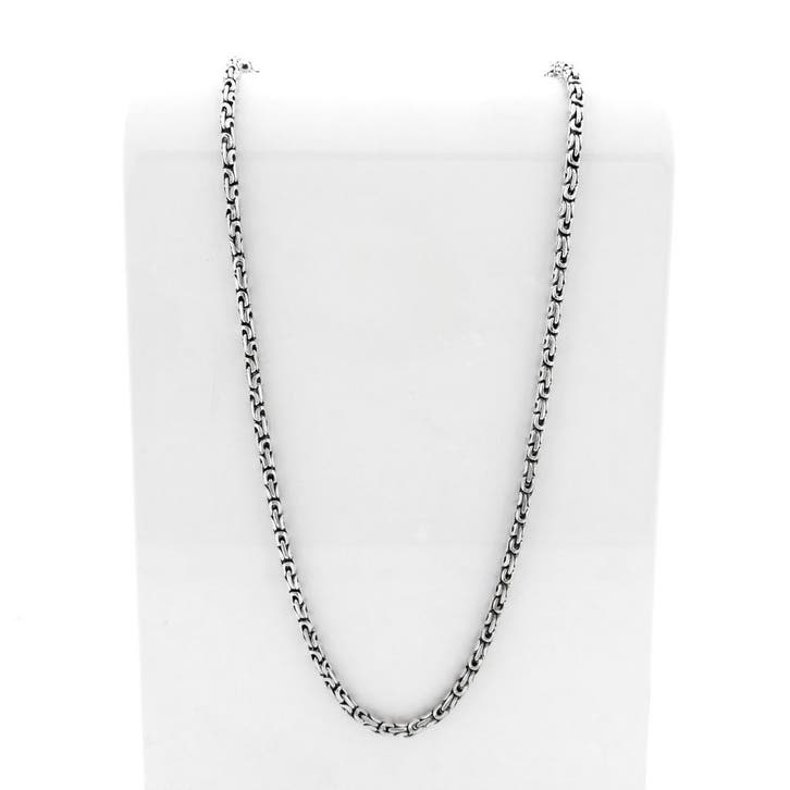 Zilveren fantasieschakel ketting, Sieraden, Tassen en Uiterlijk, Kettingen, Zilver, Gebruikt, Zilver, Ophalen of Verzenden