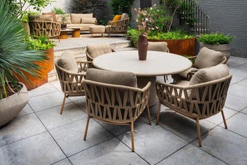 4SO Biarritz/Hampton 6-persoons ronde low-dining tuinset -, Verzenden, Nieuw, Overige materialen, Tuinset