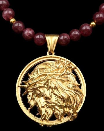 Ketting van de Gekroonde Christus in Granaat – Heilige Kunst