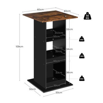 2dekans | Woltu Bartafel - 109cm Hoog - Rechthoekig - 3, Huis en Inrichting, Tafels | Eettafels, Ophalen of Verzenden, Zo goed als nieuw