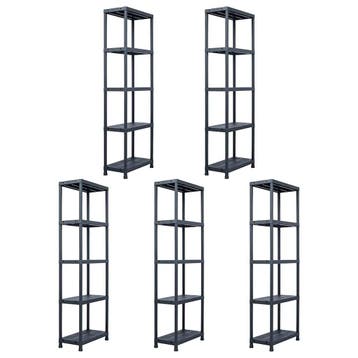vidaXL Opbergrekken 5 st 125 kg 60x30x180 cm kunststof zwart, Verzenden, Nieuw