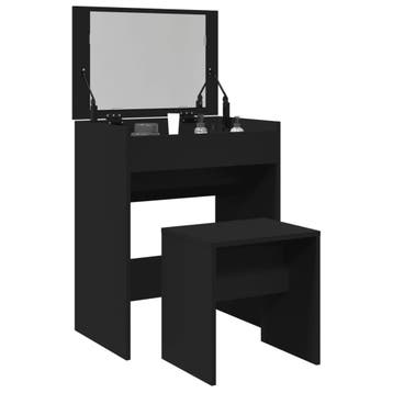 vidaXL Kaptafel met krukje 60x40x113,5 cm zwart, Verzenden, Nieuw