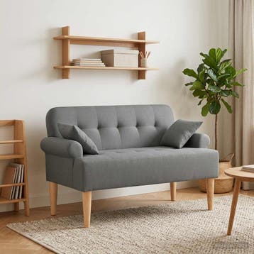 vidaXL Loungebank met knopencomfort Donkergrijs 120 x 65 x, Verzenden, Nieuw, Stof, Minder dan 150 cm