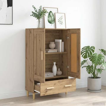 vidaXL buffetkast Artisanaal eiken 70 x 31 x 115 cm Bewerkt, Huis en Inrichting, Kasten | Buffetkasten, Minder dan 50 cm, Verzenden